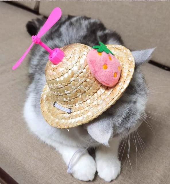 Amazon | LUCHUAN ペット麦わら帽子 犬用 猫用 麦わら帽子 が付いて